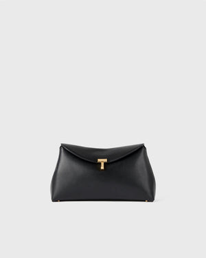 T-LOCK LEATHER CLUTCH / BLACK