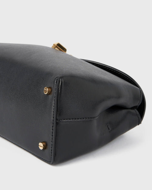 T-LOCK LEATHER CLUTCH / BLACK