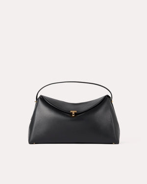 T-LOCK LEATHER TOP HANDLE BAG / BLACK