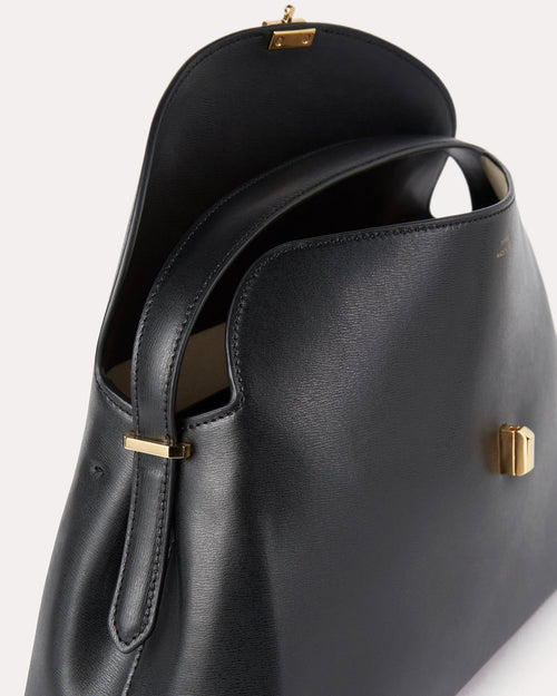 T-LOCK LEATHER TOP HANDLE BAG / BLACK