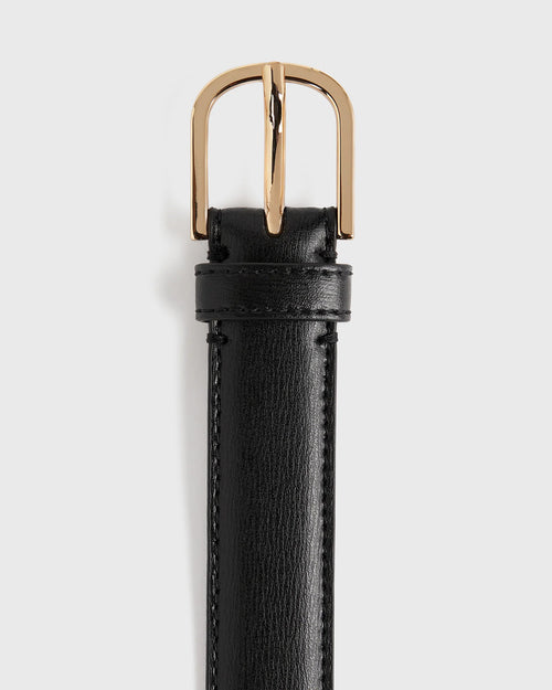 SLIM LEATHER TROUSER BELT / BLACK