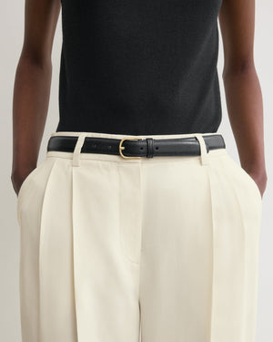 SLIM LEATHER TROUSER BELT / BLACK