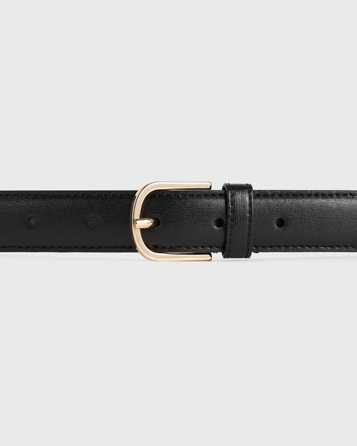 SLIM LEATHER TROUSER BELT / BLACK