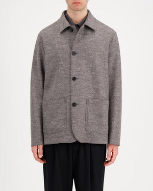UTILITY JACKET JACQUARD / BROWN HERRINGBONE