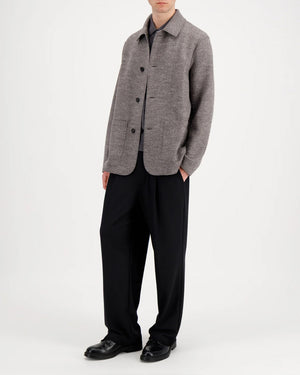UTILITY JACKET JACQUARD / BROWN HERRINGBONE