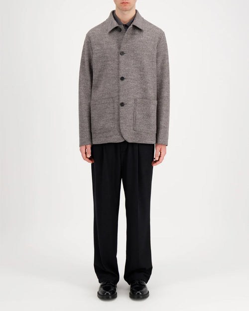 UTILITY JACKET JACQUARD / BROWN HERRINGBONE