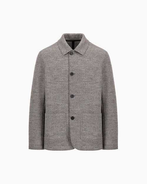 UTILITY JACKET JACQUARD / BROWN HERRINGBONE