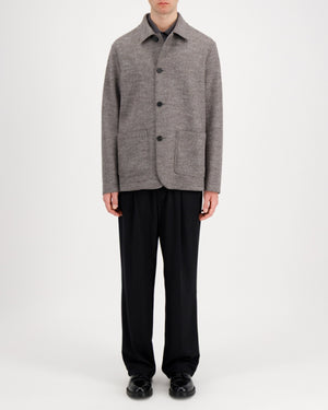 UTILITY JACKET JACQUARD / BROWN HERRINGBONE