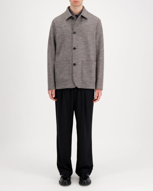 UTILITY JACKET JACQUARD / BROWN HERRINGBONE