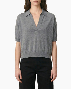 HALINA V-NECK POLO / GRIS CHINE