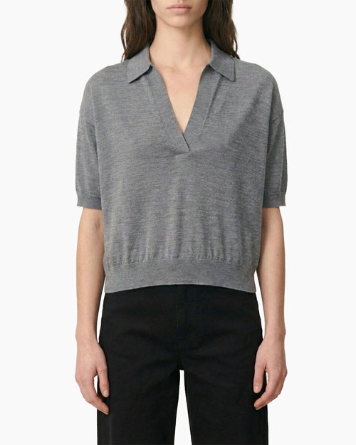 HALINA V-NECK POLO / GRIS CHINE