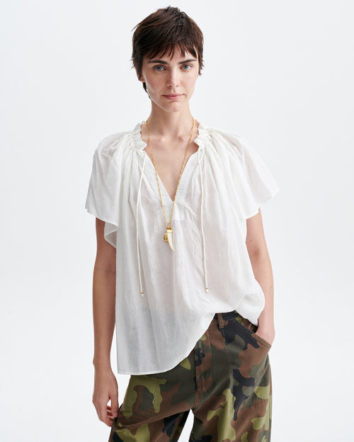 HALISSON EMBROIDERED BLOUSE / ECRU