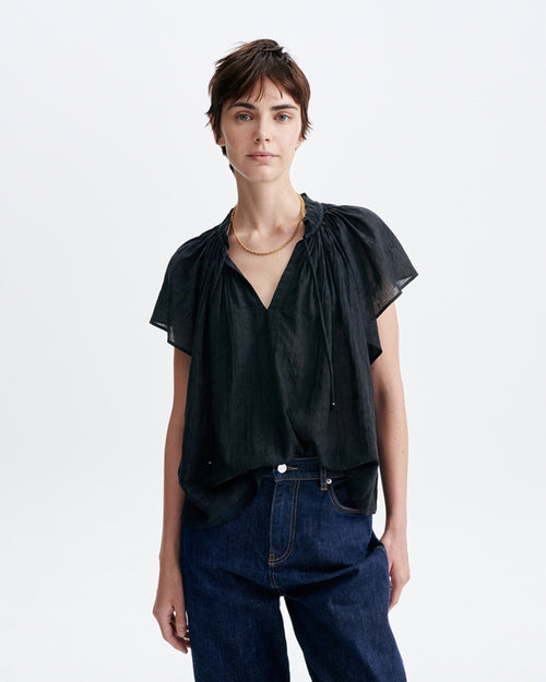 HALISSON EMBROIDERED BLOUSE / NOIR