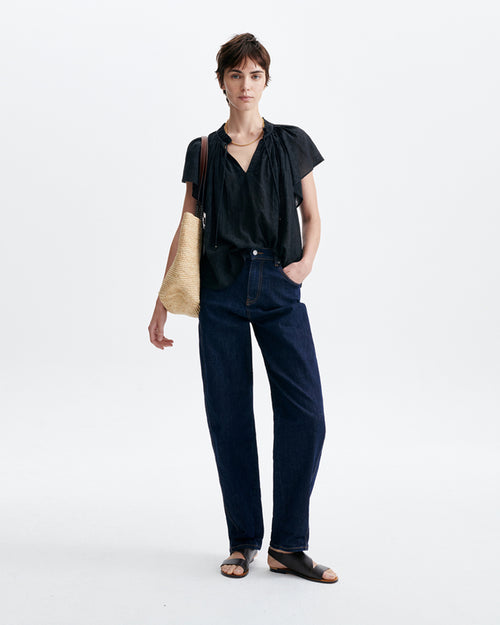 HALISSON EMBROIDERED BLOUSE / NOIR