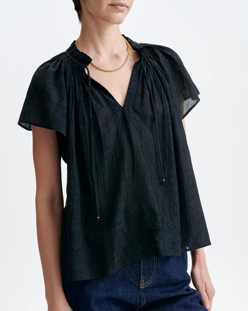 HALISSON EMBROIDERED BLOUSE / NOIR