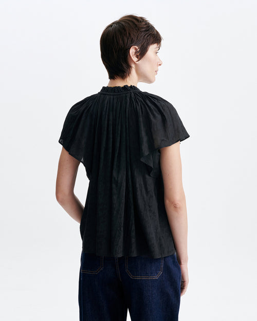 HALISSON EMBROIDERED BLOUSE / NOIR