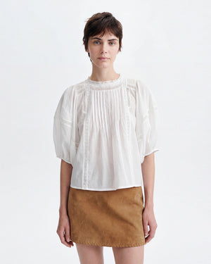 HAVA BALLOON-SLEEVE BLOUSE / WHITE