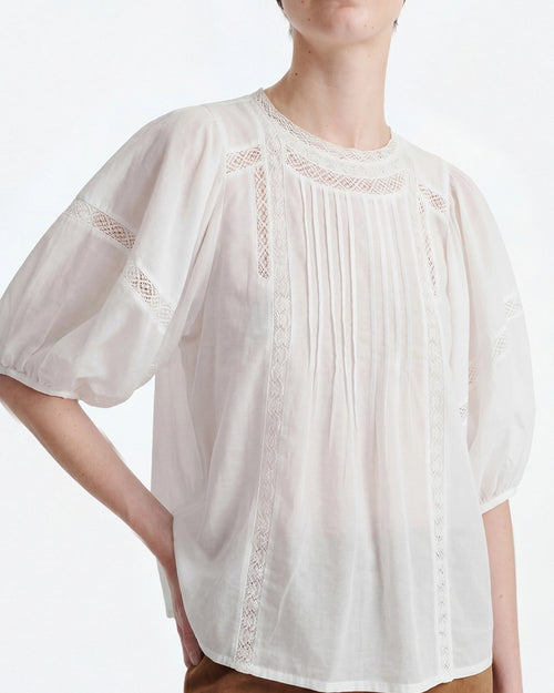 HAVA BALLOON-SLEEVE BLOUSE / WHITE