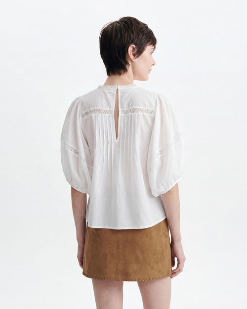 HAVA BALLOON-SLEEVE BLOUSE / WHITE