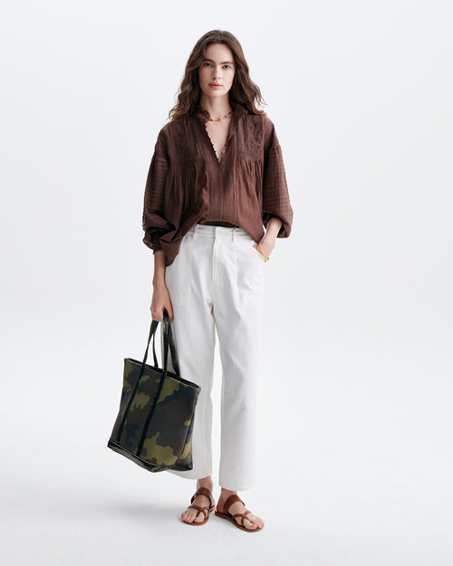 DAHLIA EMBROIDERED BLOUSE / MARRON