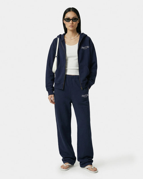 VENDOME LA EMBROIDERED ZIP HOODIE / DARK NAVY