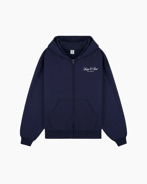 VENDOME LA EMBROIDERED ZIP HOODIE / DARK NAVY