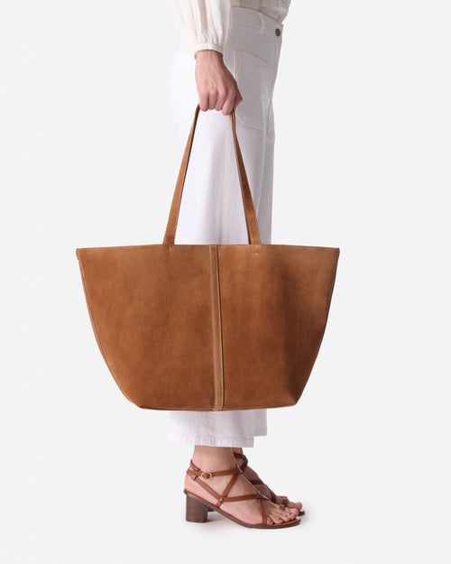 LARGE CALF LEATHER DAILY TOTE / BISCUIT