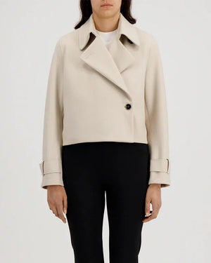 WOMEN CROPPED TRENCH CASHMERE BLEND / ALMOND