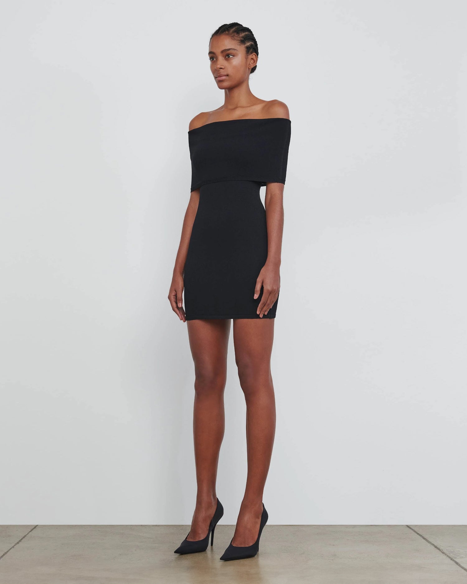 OFF SHOULDER MINI DRESS / BLACK – FABRIC