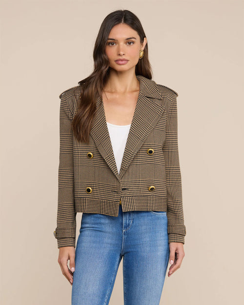 XOEY CROPPED TRENCH / PLAID