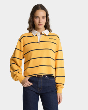 SERIF LOGO RUGBY POLO / FADED GOLD/WHITE/DARK NAVY