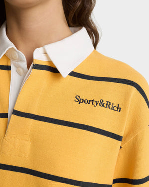 SERIF LOGO RUGBY POLO / FADED GOLD/WHITE/DARK NAVY