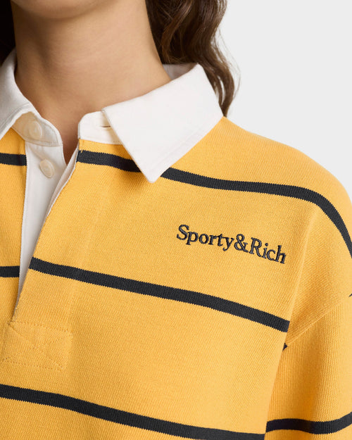 SERIF LOGO RUGBY POLO / FADED GOLD/WHITE/DARK NAVY