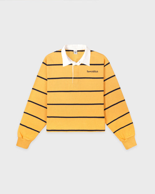 SERIF LOGO RUGBY POLO / FADED GOLD/WHITE/DARK NAVY