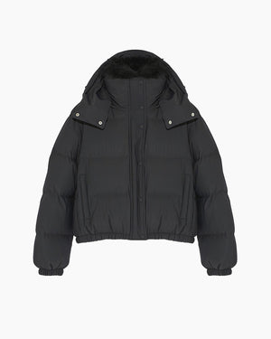 DOWN JACKET 59CM TECHNICAL FABRIC LH LAMB / BLACK