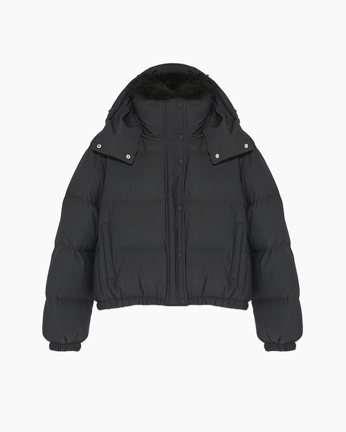 DOWN JACKET 59CM TECHNICAL FABRIC LH LAMB / BLACK
