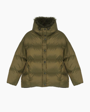 DOWN JACKET 75CM TECHNICAL FABRIC LH LAMB / HUNTER GREEN