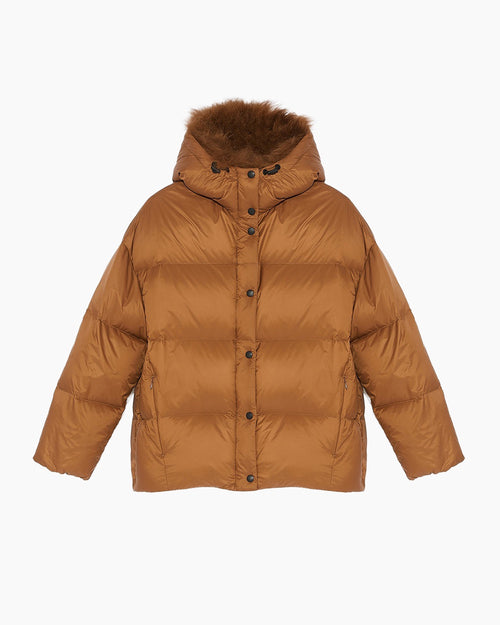 DOWN JACKET 75CM TECHNICAL FABRIC LH LAMB / RUST