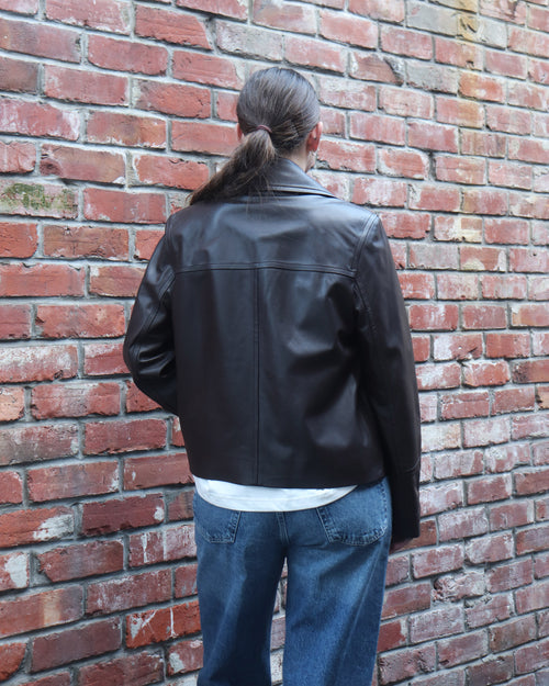 LAMB LEATHER JACKET 55CM / CACAO