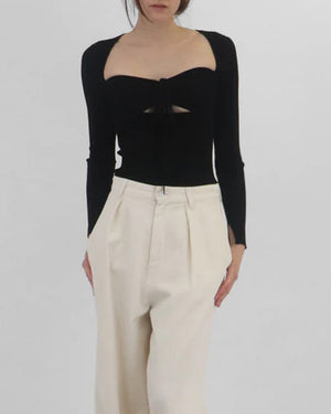 ALEXIA RIB L/S PULLOVER / BLACK