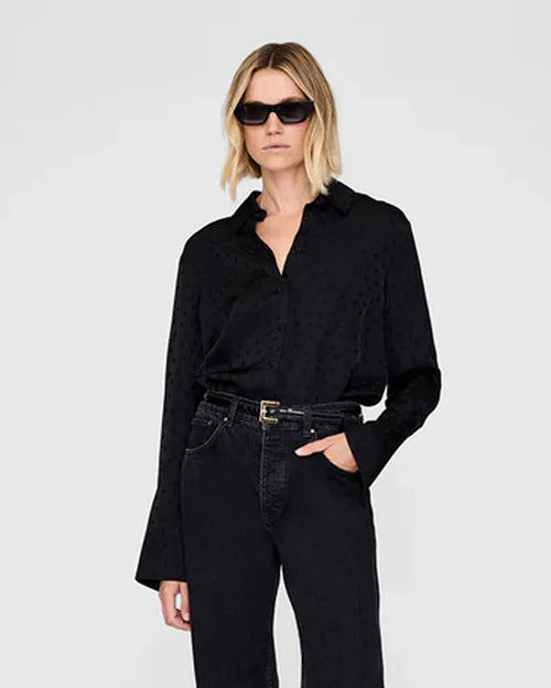 AMANDA SHIRT / BLACK DOT JACQUARD BLACK