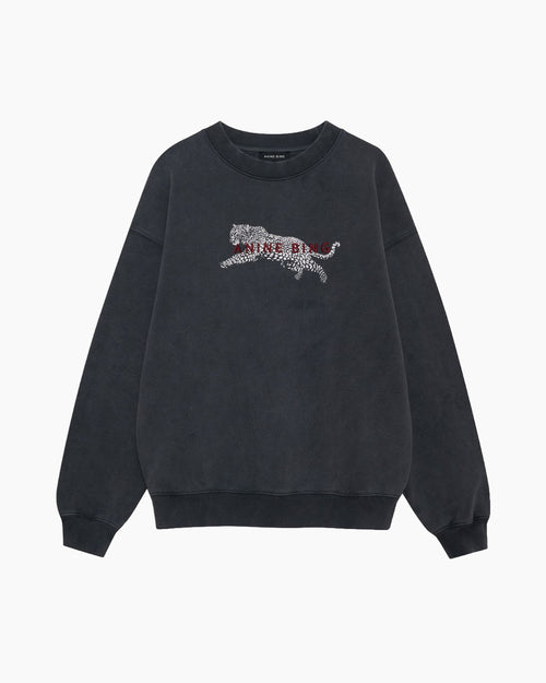 SPENCER SWEATSHIRT LEOPARD / WASHED BLACK