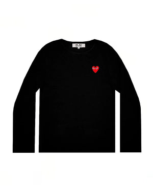 N068 UNISEX RED HEART CREWNECK JUMPER / BLACK