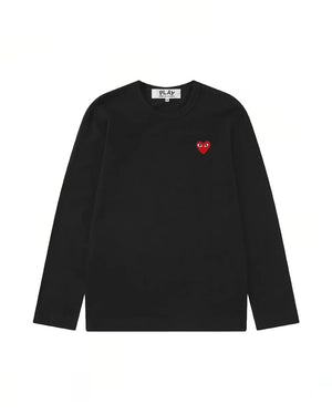 T118 MENS RED HEART L/S T-SHIRT / BLACK