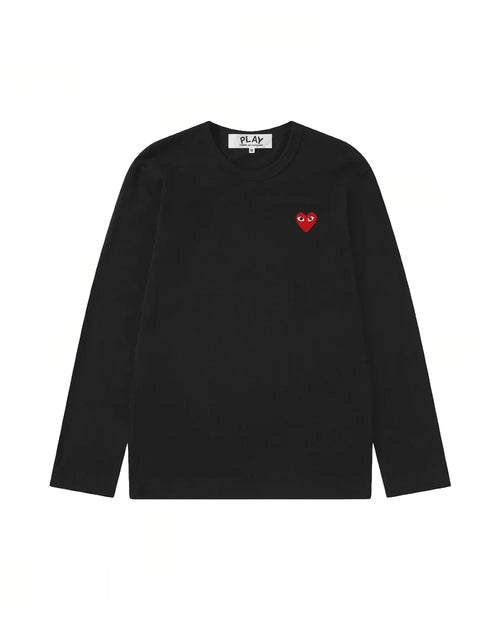 T118 MENS RED HEART L/S T-SHIRT / BLACK