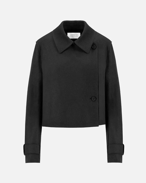 WOMEN CROPPED TRENCH CASHMERE BLEND / BLACK