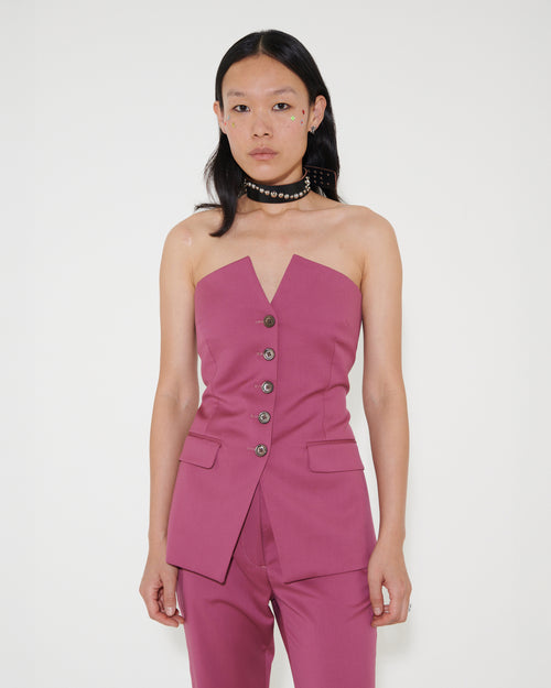 BLAZER TOP / PINK FLUID WOOL