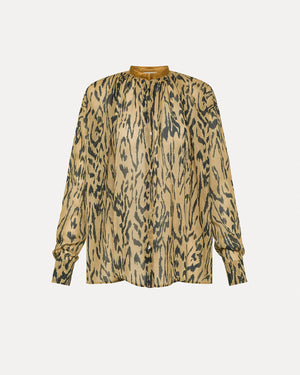 MOIREE PRINT BOHEMIAN SHIRT / HONEY