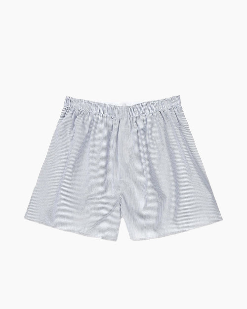 CLASSIC BOXER SHORT / WHITE/NAVY/LIGHT BLUE PINSTRIPE