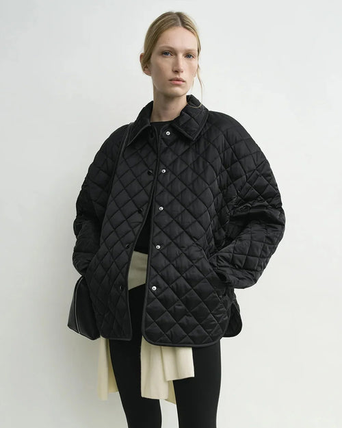 COLLARED QUILTED JACKET / BLACK